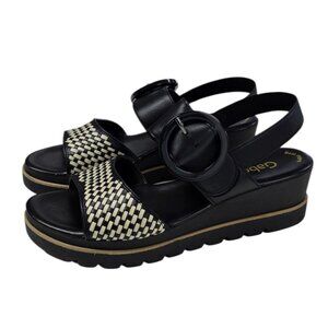 Gabor Strappy Slingback Wedge Sandals, Leather, Braided, Size UK 7/ US 9.5